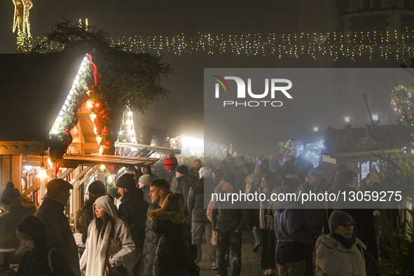 KRAKOW, POLAND – DECEMBER 4:
A view of the Christmas Market in Krakow’s UNESCO-listed Main Market Square, featuring festive stalls and holid... by Artur Widak/NurPhoto