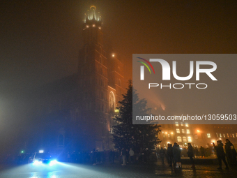 KRAKOW, POLAND – DECEMBER 4:
Police monitor the annual 'Pochod Lisow' (March of the Foxes) as students, staff, and mining community members... by Artur Widak/NurPhoto