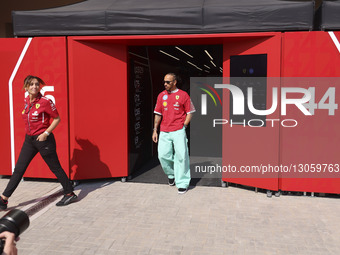 Lewis Hamilton of the United Kingdom in the paddock, the F1 racing driver of Ferrari Formula One team in Yas Marina Circuit ahead of the 202... by Nicolas Economou/NurPhoto