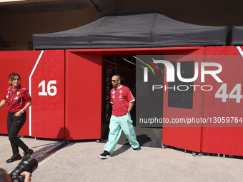 Lewis Hamilton of the United Kingdom in the paddock, the F1 racing driver of Ferrari Formula One team in Yas Marina Circuit ahead of the 202... by Nicolas Economou/NurPhoto