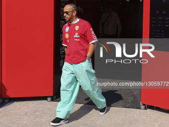Lewis Hamilton of the United Kingdom in the paddock, the F1 racing driver of Ferrari Formula One team in Yas Marina Circuit ahead of the 202... by Nicolas Economou/NurPhoto