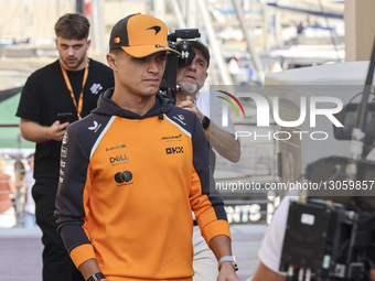Lando Norris of the United Kingdom in the paddock walking before the press conference, the F1 racing driver of McLaren Formula One team in Y... by Nicolas Economou/NurPhoto
