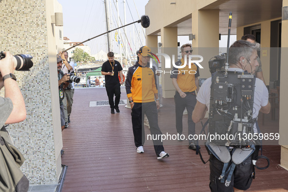 Lando Norris of the United Kingdom in the paddock walking before the press conference, the F1 racing driver of McLaren Formula One team in Y... by Nicolas Economou/NurPhoto