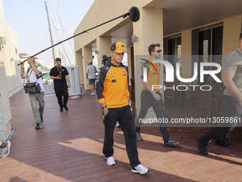 Lando Norris of the United Kingdom in the paddock walking before the press conference, the F1 racing driver of McLaren Formula One team in Y... by Nicolas Economou/NurPhoto