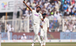 Mohammed Siraj of India dismisses Keshav Maharaj of South Africa by lbw and celebrates the...