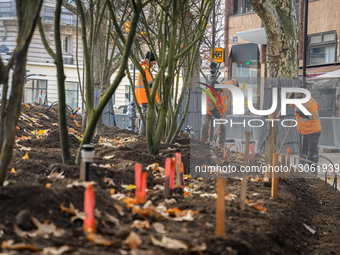 A view of Place Colonel Fabien undergoes construction to become an urban forest in Paris, France, on December 5, 2025.  by Telmo Pinto/NurPhoto