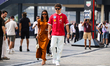 Charles Leclerc of the Scuderia Ferrari HP F1 Team is with his girlfriend Alexandra Saint...