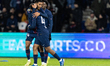 Quentin Ndjantou of Paris Saint-Germain celebrates after scoring a goal during the French...