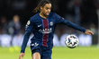 Bradley Barcola of Paris Saint-Germain plays during the French L1 football match between P...