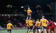 Tom Christie of Newcastle Red Bulls passes the ball from a line-out to Sam Stuart of Newca...