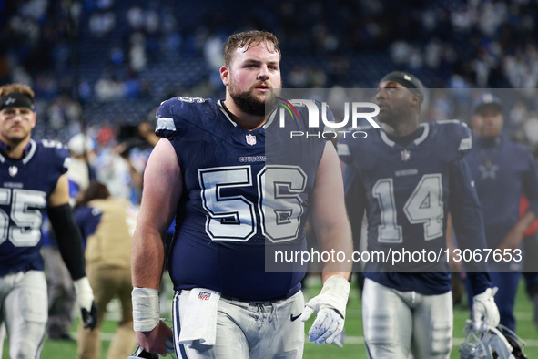 DETROIT,MICHIGAN-DECEMBER 4: Dallas Cowboys center Cooper Beebe #56 is seen during an NFL football game between the Dallas Cowboys and the D... by Jorge Lemus/NurPhoto