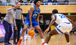 James Jones (24) of the Central Connecticut State Blue Devils possesses the ball during an...