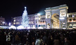 A large crowd attends the lighting ceremony of the Milano Cortina 2026 Winter Olympic and...
