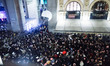 A large crowd attends the lighting ceremony of the Milano Cortina 2026 Winter Olympic and...