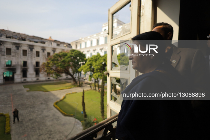 Former Nepali President Bidhya Devi Bhandari Visits Torched Government Buildings During Gen-Z Uprising