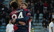 Rodriguez and Sebastiano Esposito (#94 Cagliari Calcio) celebrate during the Serie A TIM m...