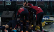 Cagliari Calcio celebrates during the Serie A TIM match between Cagliari Calcio and AS Rom...