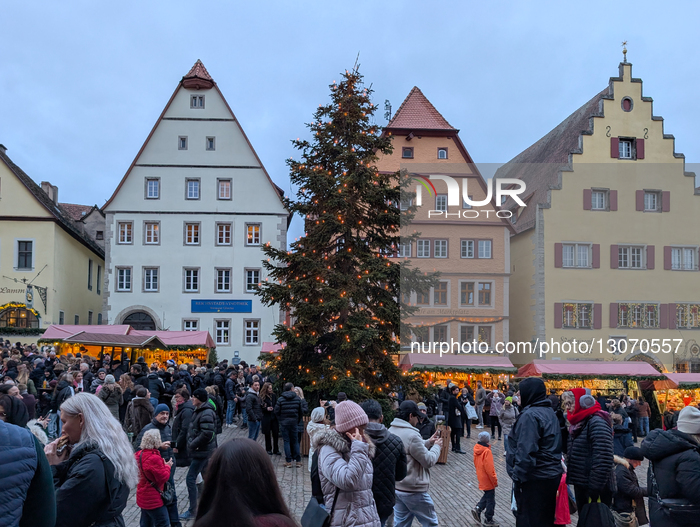 Christmas Atmosphere And Christmas Market In The Medieval Bavarian Town Rothenburg Ob Der Tauber