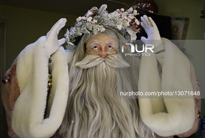 Santa Claus Walks The Streets Of Mexico City