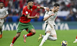 Hamza El Moussaoui of Morocco and Abdullah Alhamddan of Saudi Arabia are in action during...