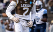 MASON HUMPHREY (2) of the Lehigh Mountain Hawks stands prior to the snap during an NCAA Fo...