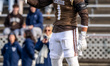 MEKHAI SMITH (1) of the Lehigh Mountain Hawks stands prior to the snap during an NCAA Foot...