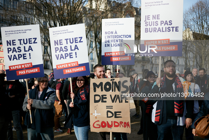 Vape And E-cigarette Industry Demonstrate In Paris