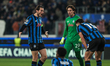 Marten de Roon of Atalanta BC expresses joy at the end of the UEFA Champions League footba...