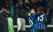 Atalanta players express joy at the end of the UEFA Champions League football match betwee...