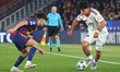 Pau Cubarsi and Can Uzun play during the match between FC Barcelona and Eintracht Frankfur...