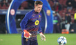 Marc-Andre ter Stegen trains during the match between FC Barcelona and Eintracht Frankfurt...