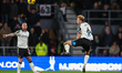 Sondre Langas of Derby County heads the ball during the Sky Bet Championship match between...