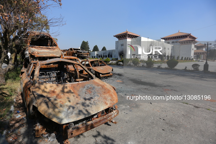 Former President Bidya Devi Bhandari Inspects Fire-Damaged Parliament Building In Nepal