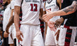 Austin Williford (13) of the St. Joseph's Hawks exits the game during an NCAA men's basket...