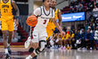 KHAAFIQ MYERS (3) of the St. Joseph's Hawks drives the ball during an NCAA men's basketbal...
