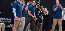 Editorial photo: The Merrimack Warriors bench reacts during an NCAA men's basketball game at Jadwin Gymnasium in Princeton, United States, on December 10, 2025.  by Dan Squicciarini/NurPhoto