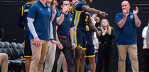Editorial photo: The Merrimack Warriors bench reacts during an NCAA men's basketball game at Jadwin Gymnasium in Princeton, United States, on December 10, 2025.  by Dan Squicciarini/NurPhoto