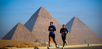 Editorial photo: Runners participate in the Pyramids Half Marathon in Giza, Egypt, on December 13, 2025.  by Ahmed Mosaad/NurPhoto