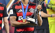 Samuel Lino of Flamengo holds the trophy after winning the FIFA Challenger Cup: FIFA Inter...