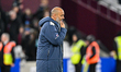 Nuno Espirito Santo, manager of West Ham, holds his chin after the final whistle during th...