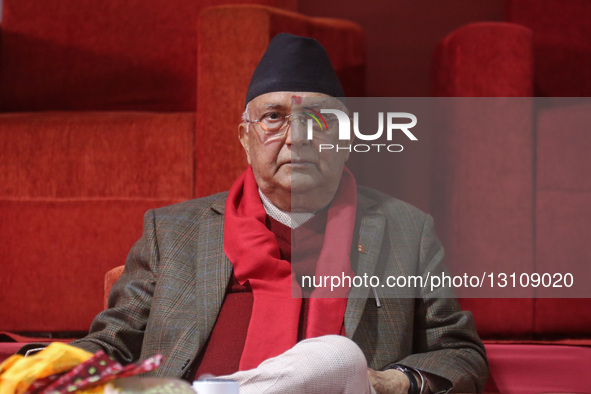 KP Sharma Oli is re-elected as chairman of the Communist Party of Nepal (Unified Marxist-Leninist), CPN-UML, for a third consecutive term fo... by Sanjit Pariyar/NurPhoto