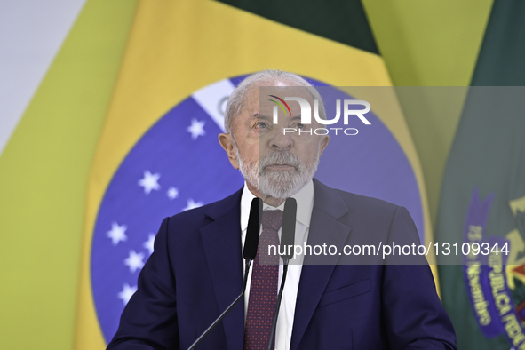 On December 18, 2025, in Brasilia, Brazil, the President of Brazil, Lula da Silva, gives a press conference at the Planalto Palace. During t... by Ton Molina/NurPhoto