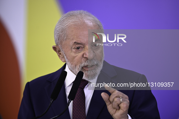 On December 18, 2025, in Brasilia, Brazil, the President of Brazil, Lula da Silva, gives a press conference at the Planalto Palace. During t... by Ton Molina/NurPhoto