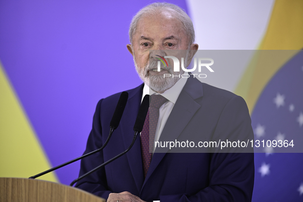 On December 18, 2025, in Brasilia, Brazil, the President of Brazil, Lula da Silva, gives a press conference at the Planalto Palace. During t... by Ton Molina/NurPhoto