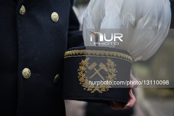 A miner's gala hat is seen during the 44th anniversary of the pacification of the 'Wujek' coal mine in Katowice, Poland on December 16, 2025... by Beata Zawrzel/NurPhoto