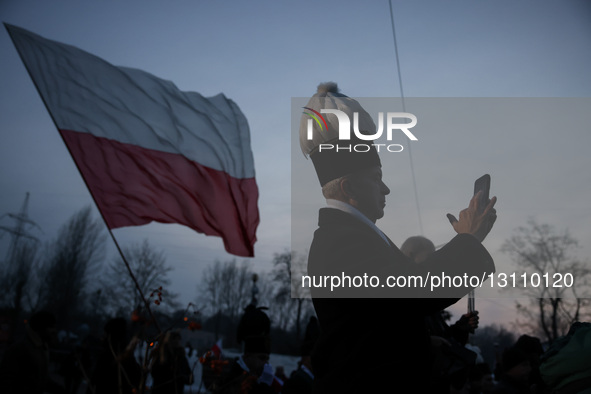 A miner attends the ceremony marking the 44th anniversary of the pacification of the 'Wujek' coal mine in Katowice, Poland on December 16, 2... by Beata Zawrzel/NurPhoto