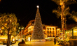 A large Christmas tree lights up Piazza Torquato Tasso in Sorrento, Naples, Italy, on Dece...