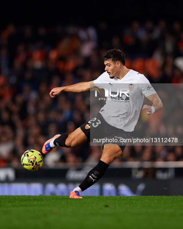 Filip Ugrinic of Valencia CF plays during the LaLiga EA Sports match between Valencia CF and RCD Mallorca at Mestalla stadium in Valencia, S... by David Aliaga/NurPhoto