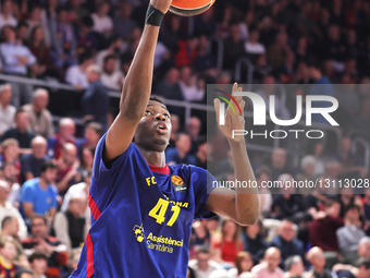 Sayon Keita trains during the match between FC Barcelona and Kosner Baskonia Vitoria-Gasteiz, corresponding to round 17 of the Euroleague, a... by Urbanandsport/NurPhoto