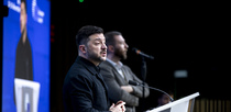 Editorial photo: President of Ukraine Volodymyr Zelenskyy appears in dark background as he holds a press conference and speaks to the media during the European Council Summit, the EU leaders meeting at the headquarters of European Union. Leaders discussed among other topics to provide support and a new 90 billion euro loan to Ukraine, the usage of frozen in the EU Russian assets, the multiannual budget, enlargement and the EU Mercosur trade agreement. Brussels, Belgium on December 18, 2025  by Nicolas Economou/NurPhoto